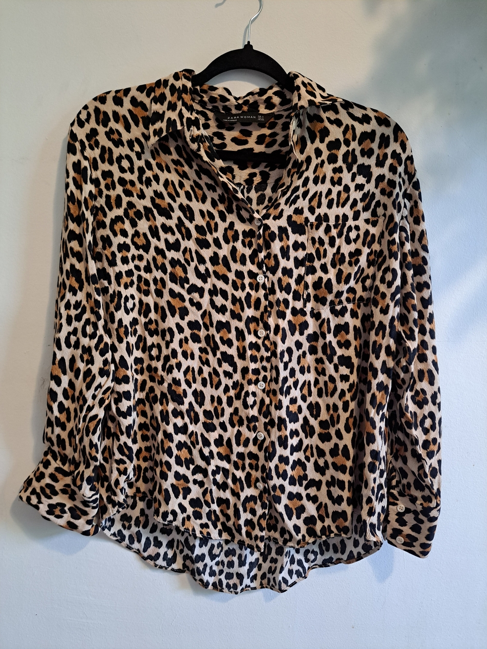 ZARA Woman Leopard Print Button-Up Blouse Size S | Animal Print - Picture 4 of 13